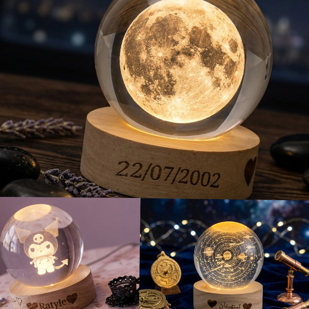 كرة بلورية مخصصة مضيئة بتصاميم ثلاثية الأبعاد